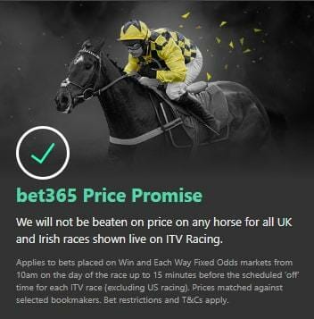 bet365 Horse Racing Price Promise Screenshot