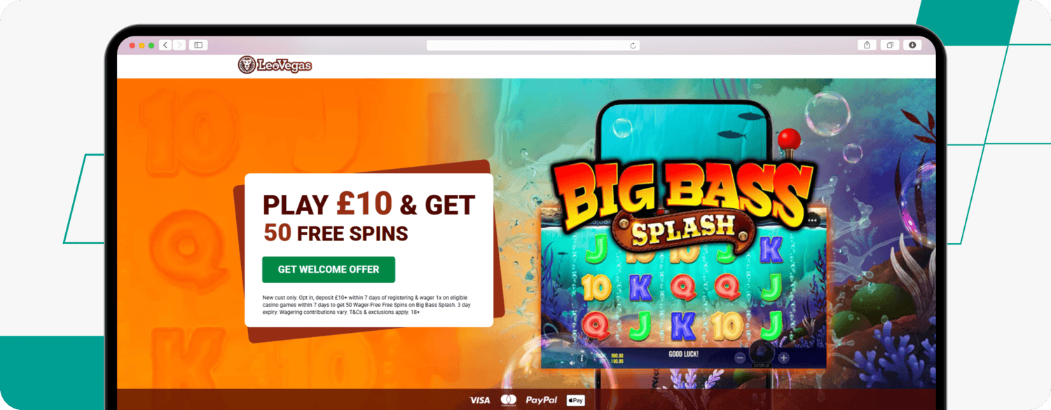 screenshot of Leovegas Casino Welcome Offer