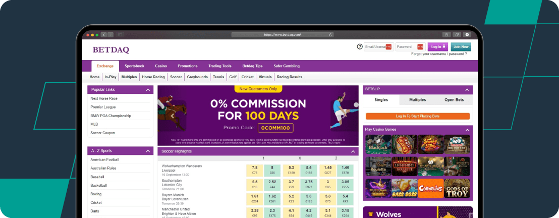 BETDAQ Betting Exchange Homepage