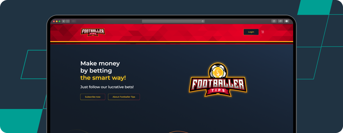 Screenshot of the Footballer Tips home page, a tipster page.