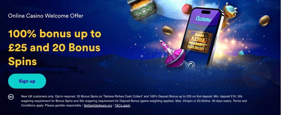 Casumo casino welcome offer screenshot