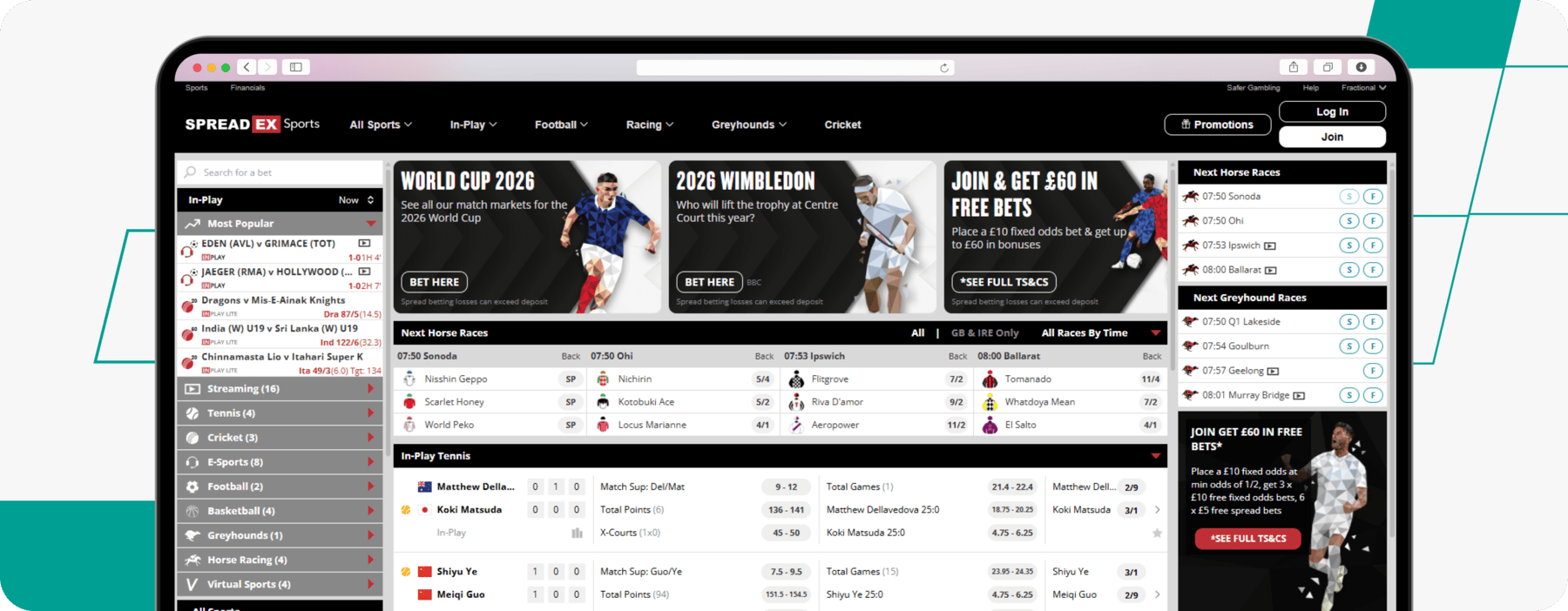 spreadex homepage screenshot