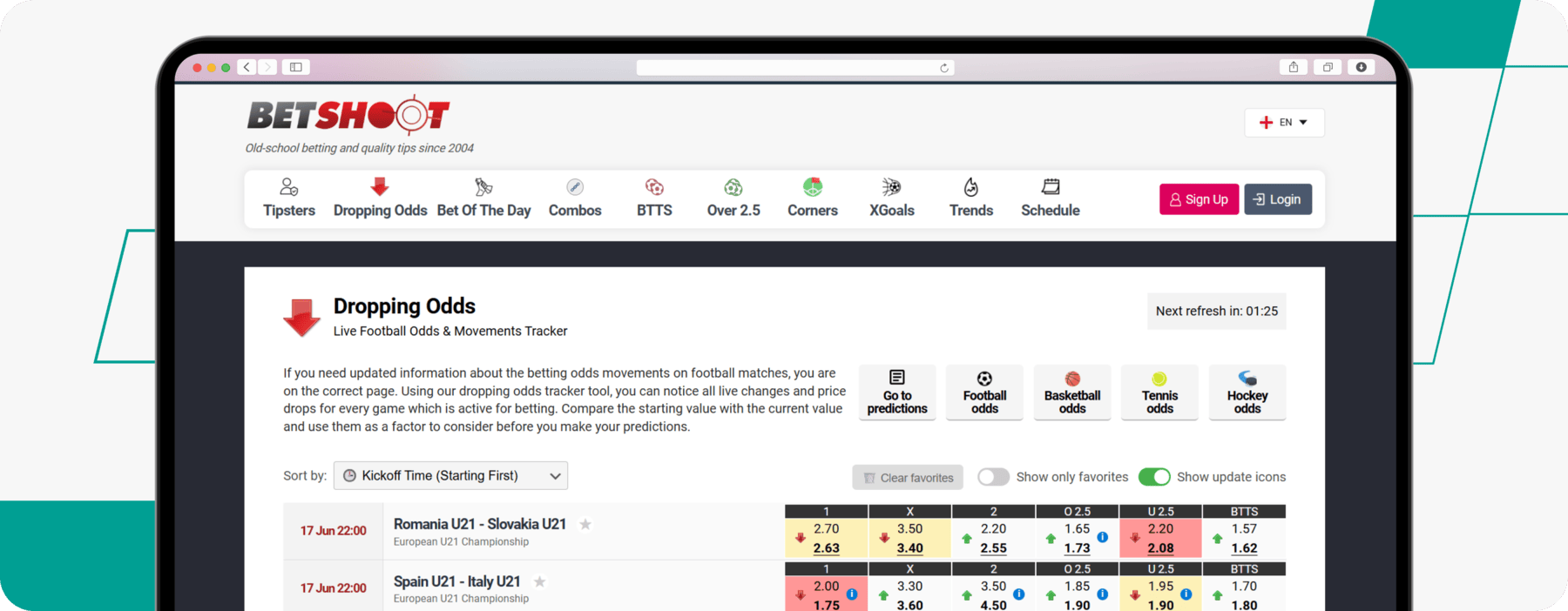 Dropping Odds Feature on Betshoot