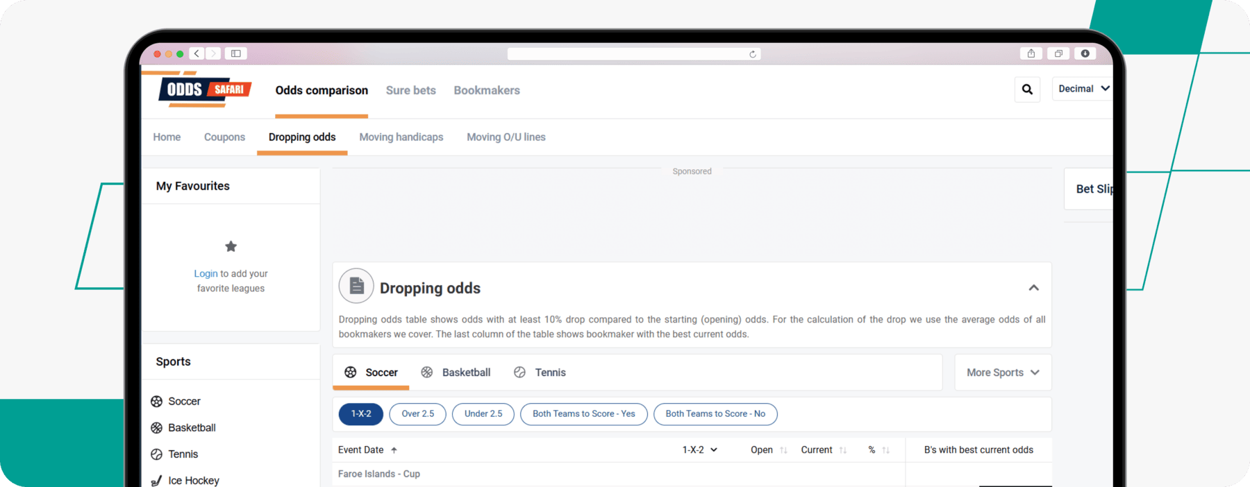 Dropping odds feature on Odds safari