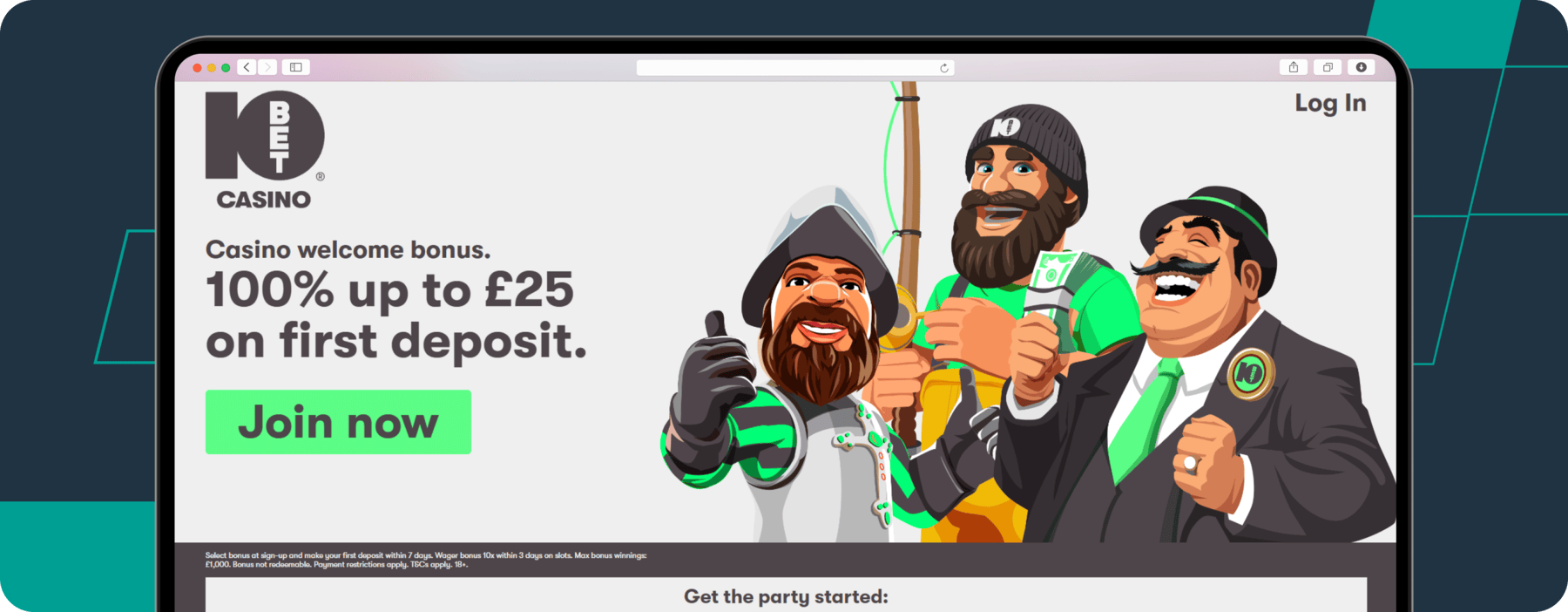 screenshot of 10bet casino welcome offer