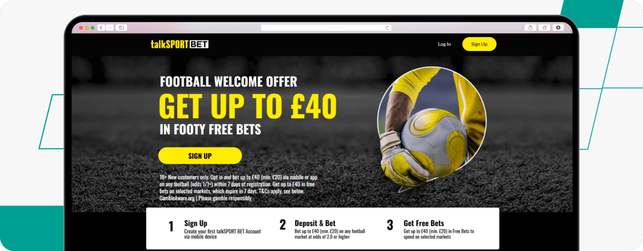 Screenshot of talksport welcome offfer desktop
