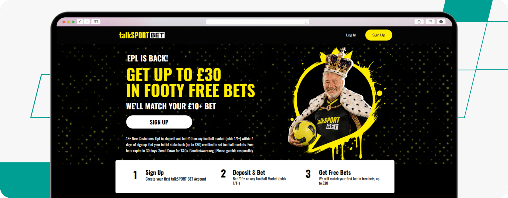 screenshot of talksport football welcome offer