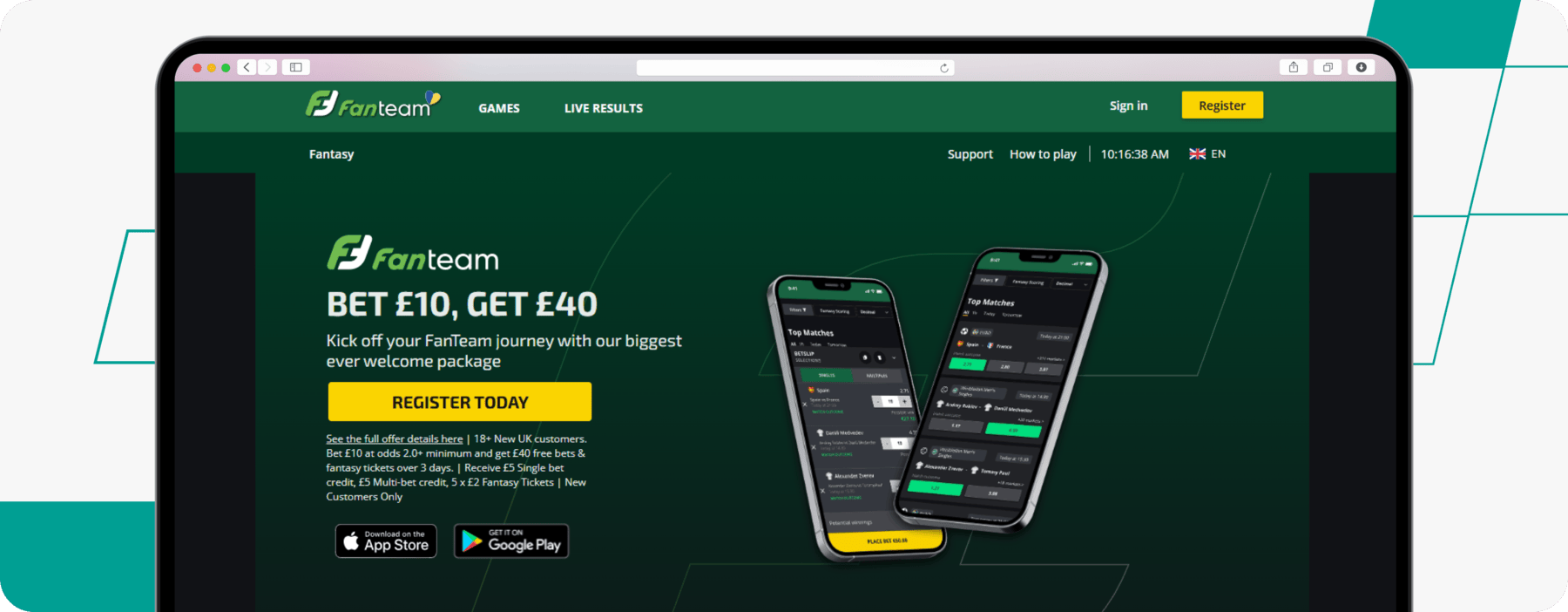 screenshot of fanteam sports welcome offer