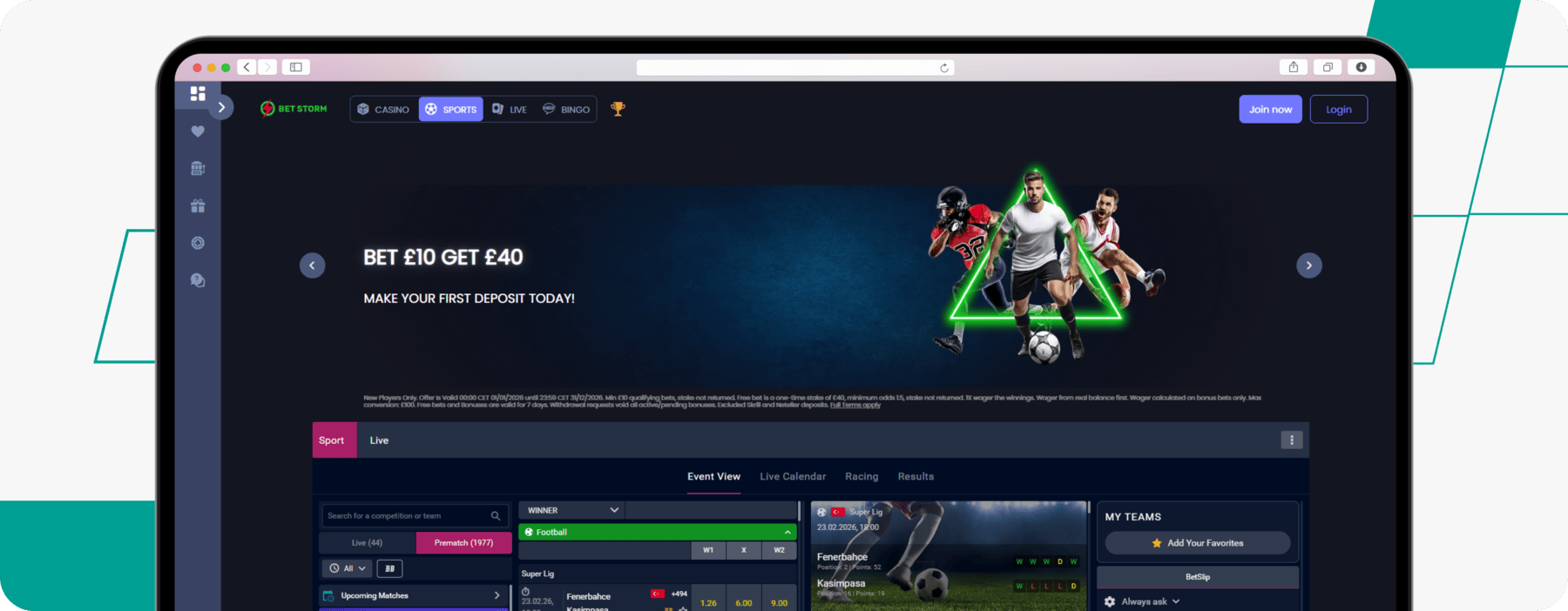 screenshot of betstorm's sports welcome offer