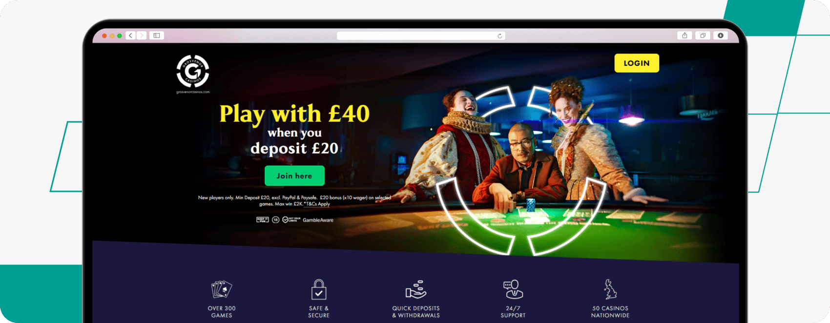 screenshot of grosvenor casino welcome offer