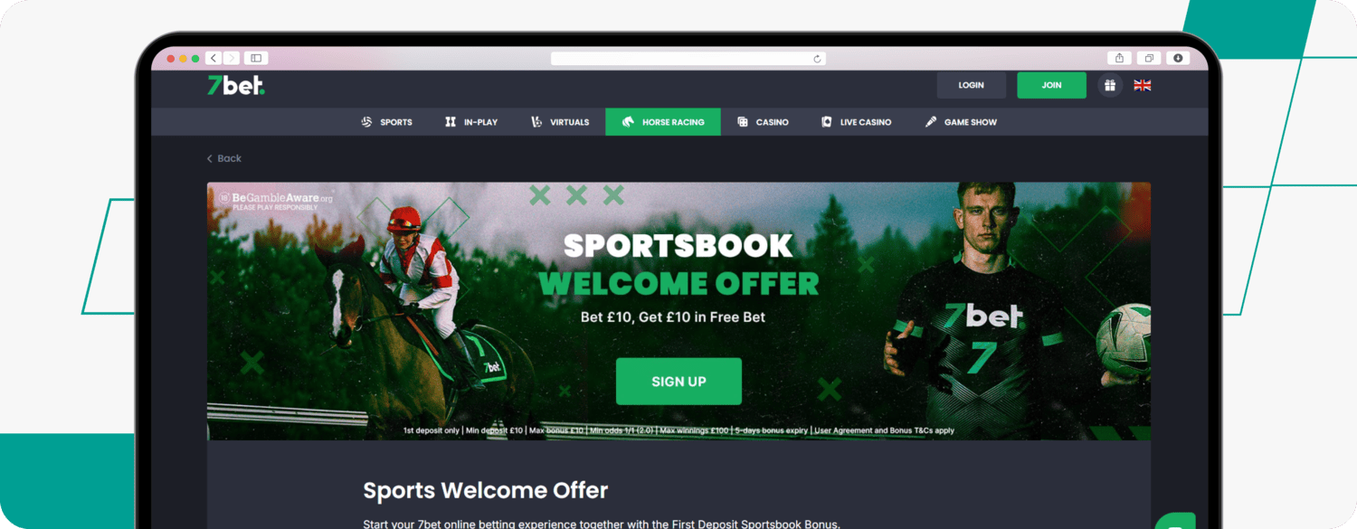 screenshot of 7bet sports welcome offer