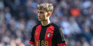 Dean Huijsen playing for Bournemouth amidst transfer speculation