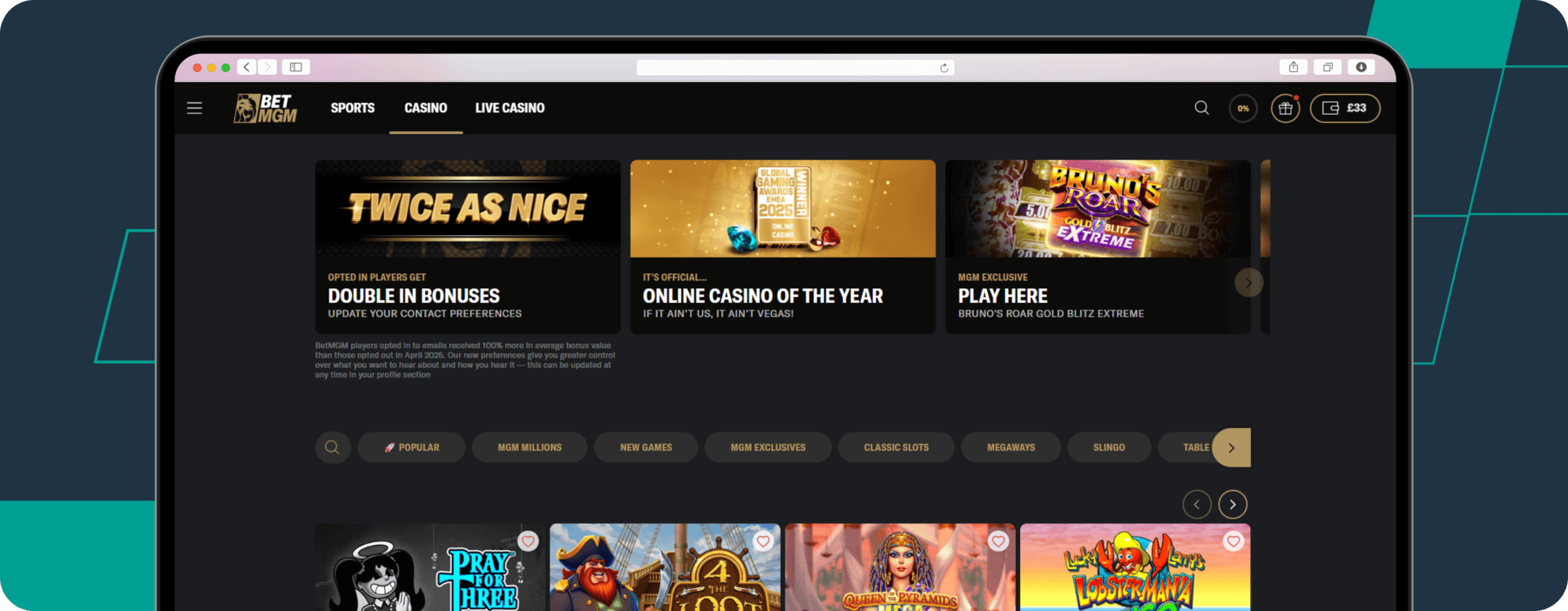Casino vertical on betmgm