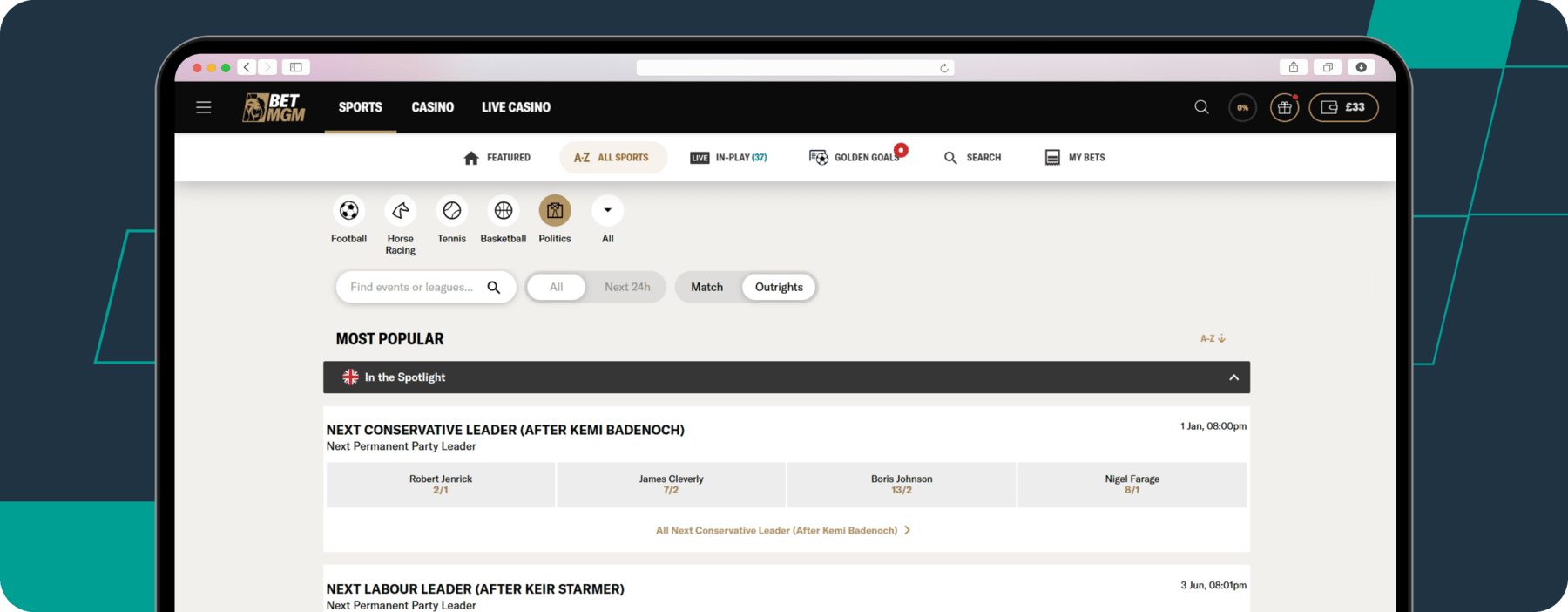 Betmgm Politics market