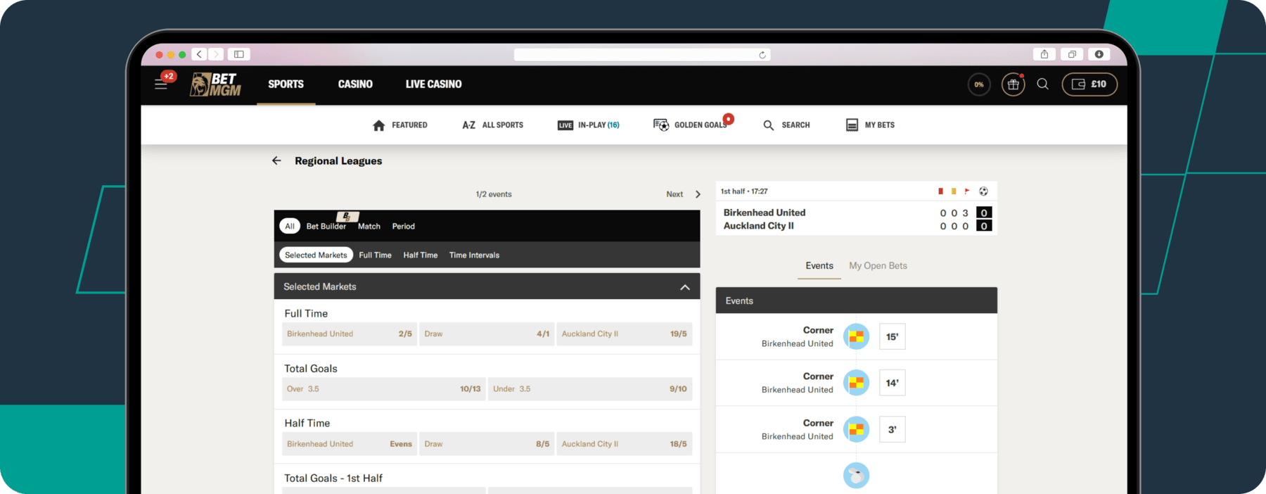 Regional Leagues market on betmgm