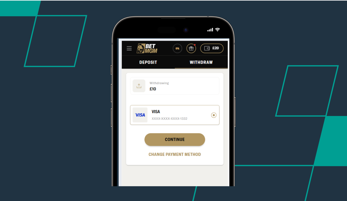 Visa withdrawal method on betmgm