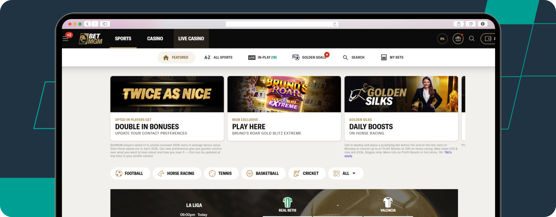 Betmgm verticals available