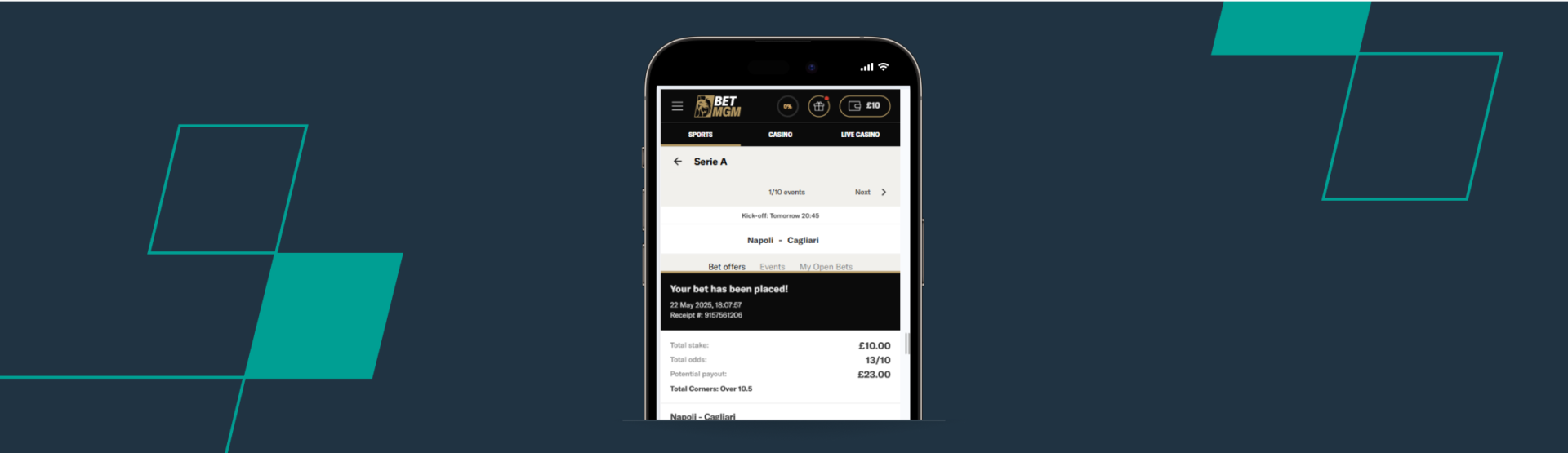 Placing bet on betmgm