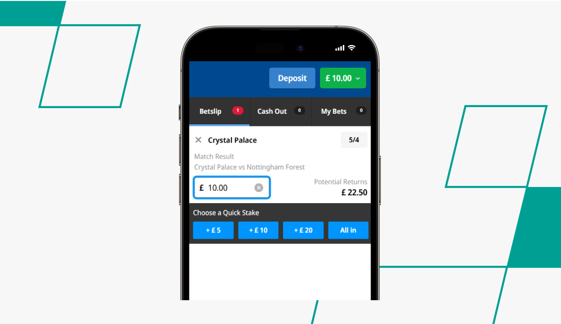 screenshot of betfred bet slip