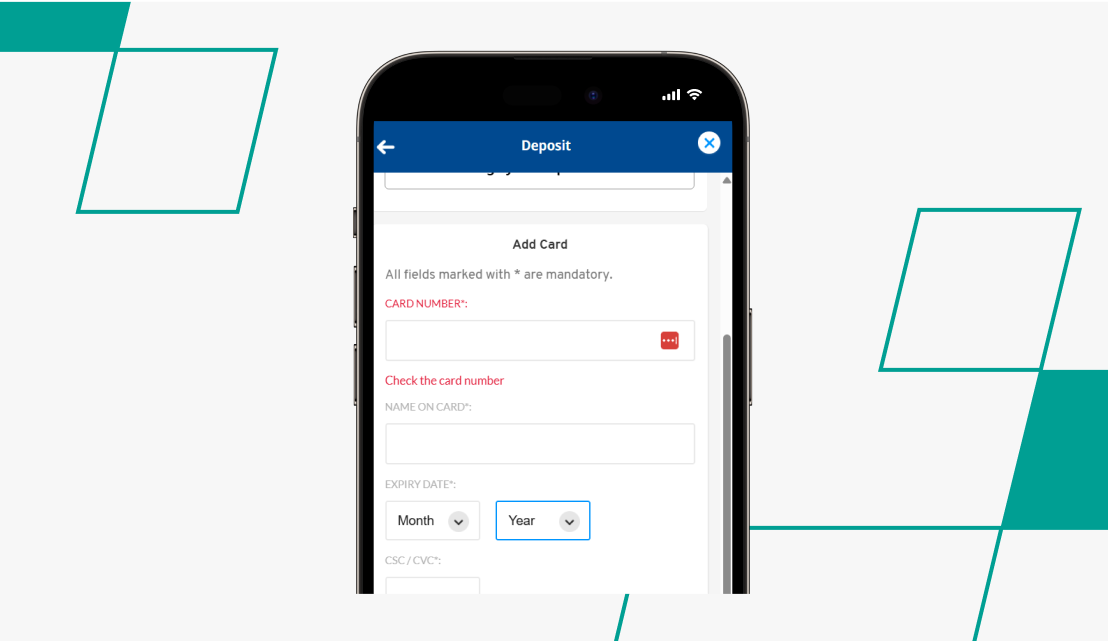 screenshot of betfred's deposit page