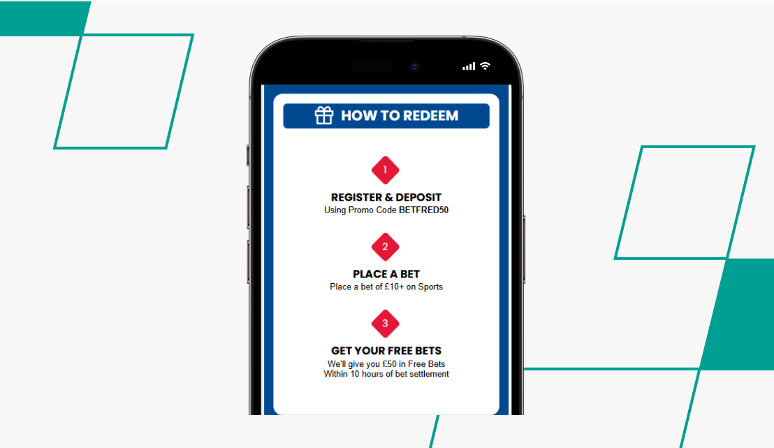 screenshot of betfred's instructions on how to redeem welcome offer