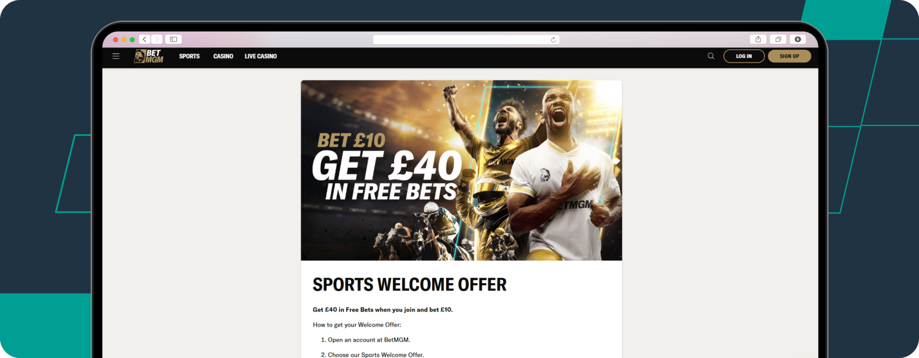 screenshot of BETMGM Welcome offer
