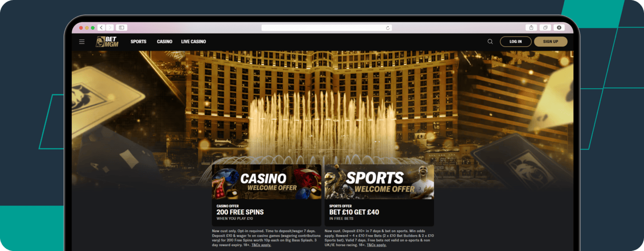 screenshot of betmgm homepage