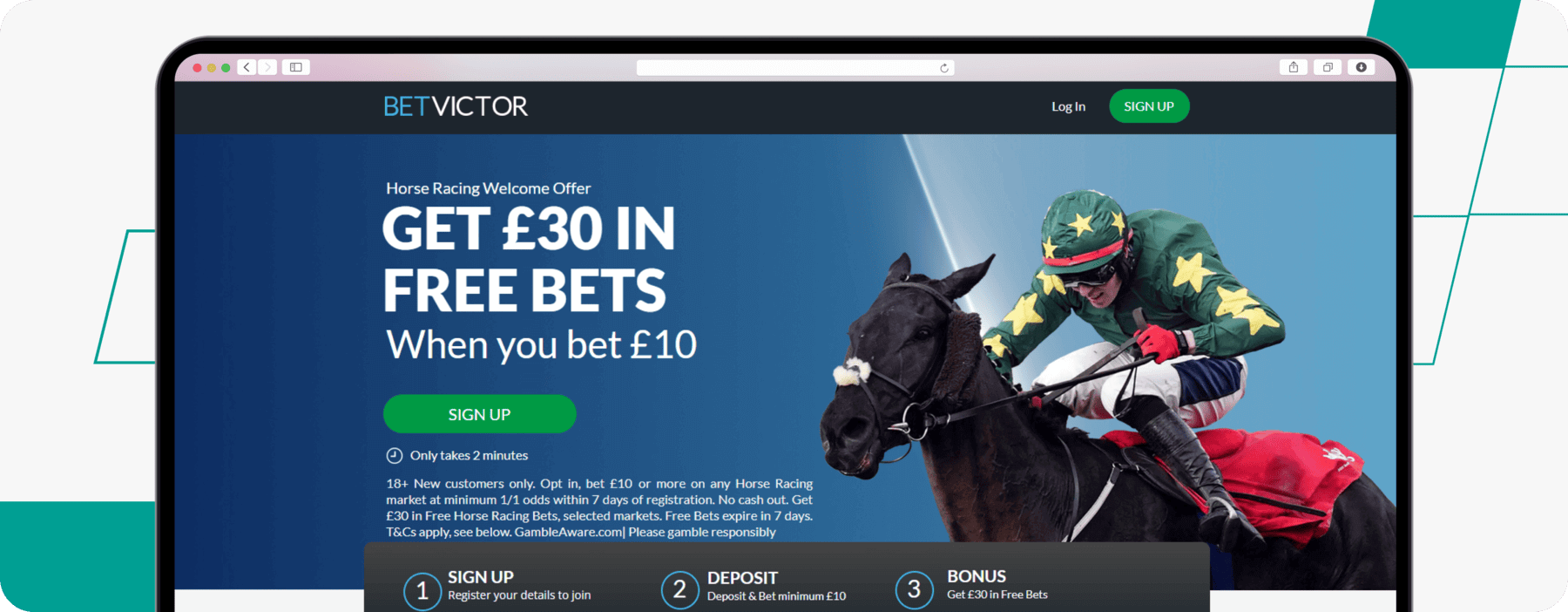 screenshot of betvictor horse racing welcome offer