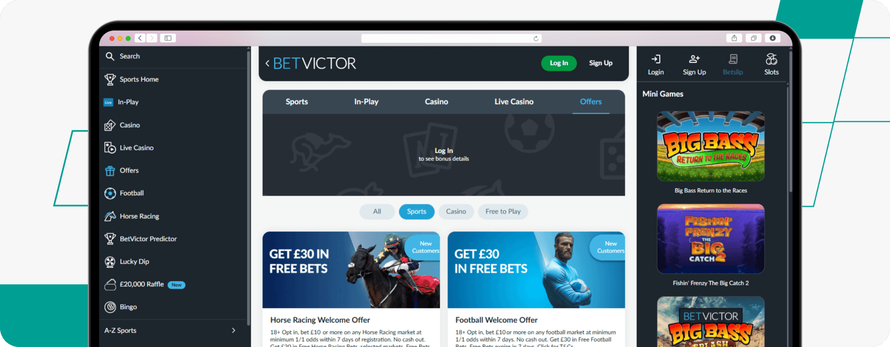 Screenshot of the BetVictor Promotional Page