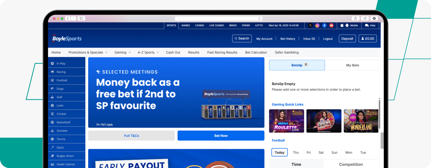 Screenshot of the BoyleSports Promotional Page