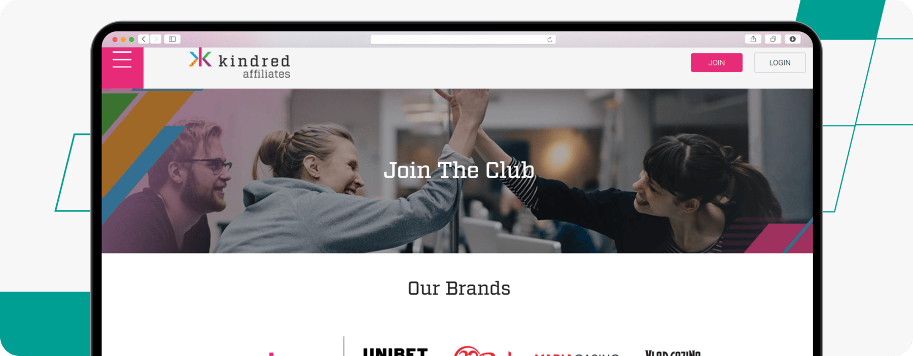 screenshot of kindred affiliate program page