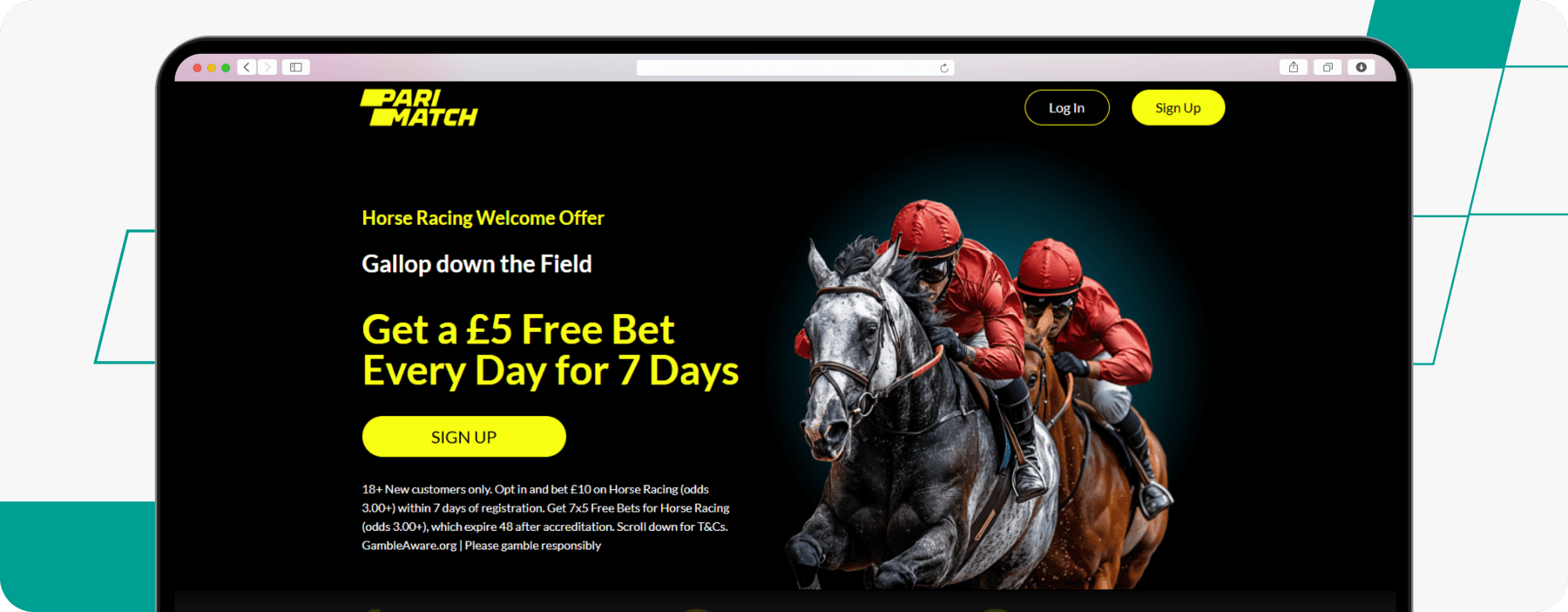 screenshot of parimatch horse racing welcome offer