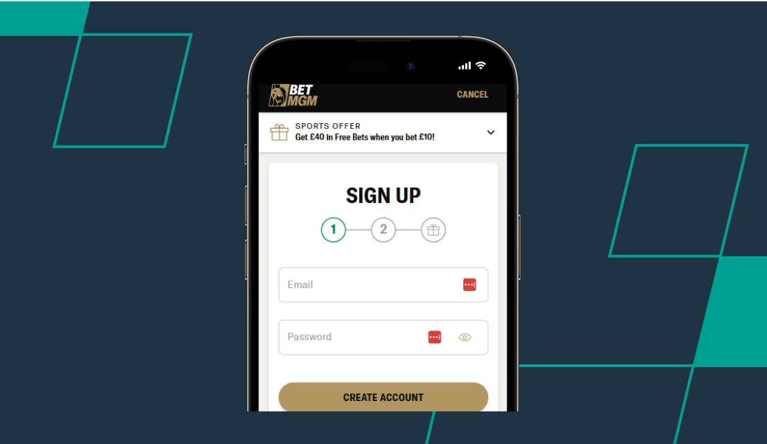 screenshot of betmgm's registration page