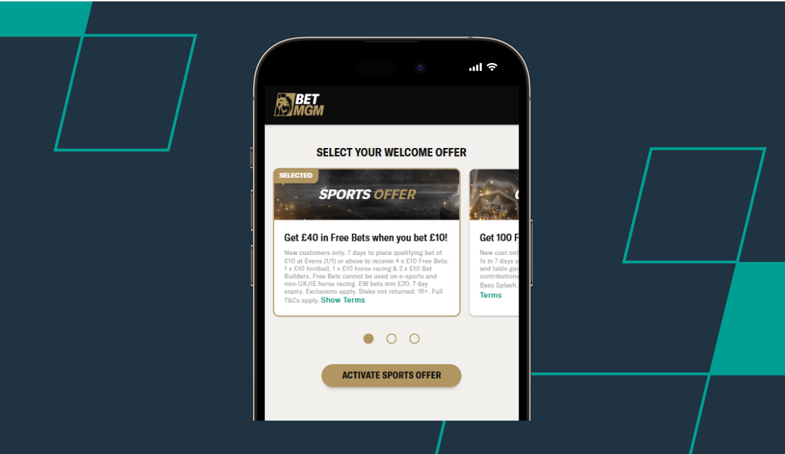 screenshot of betmgm's select welcome offer page