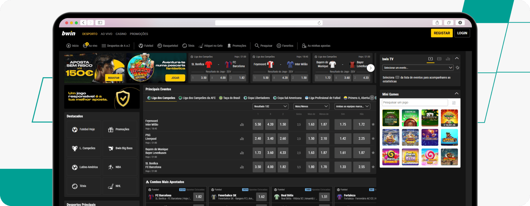 screenshot of bwin portugal sportsbook