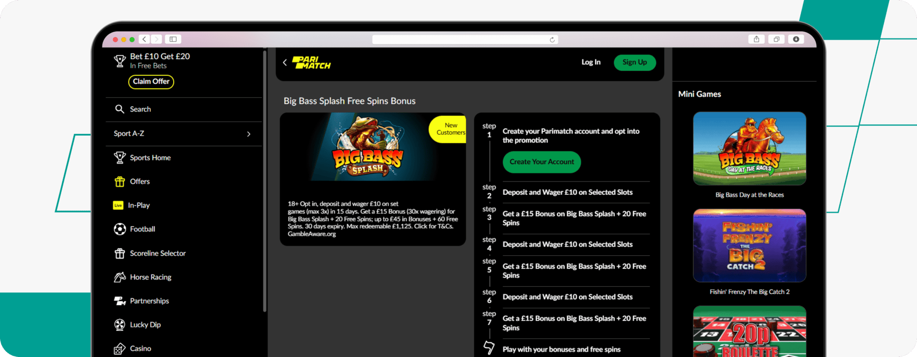 screenshot of parimatch casino welcome offer
