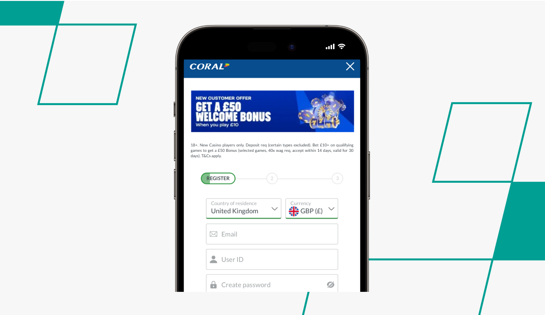 screenshot of coral's registration page