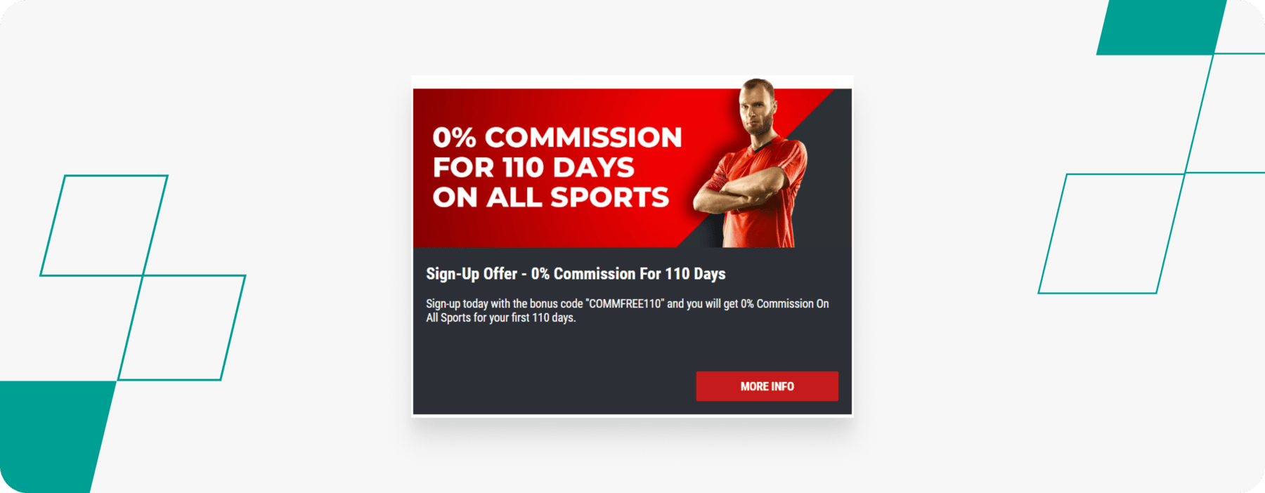screenshot of Matchbook's 0% commission welcome offer
