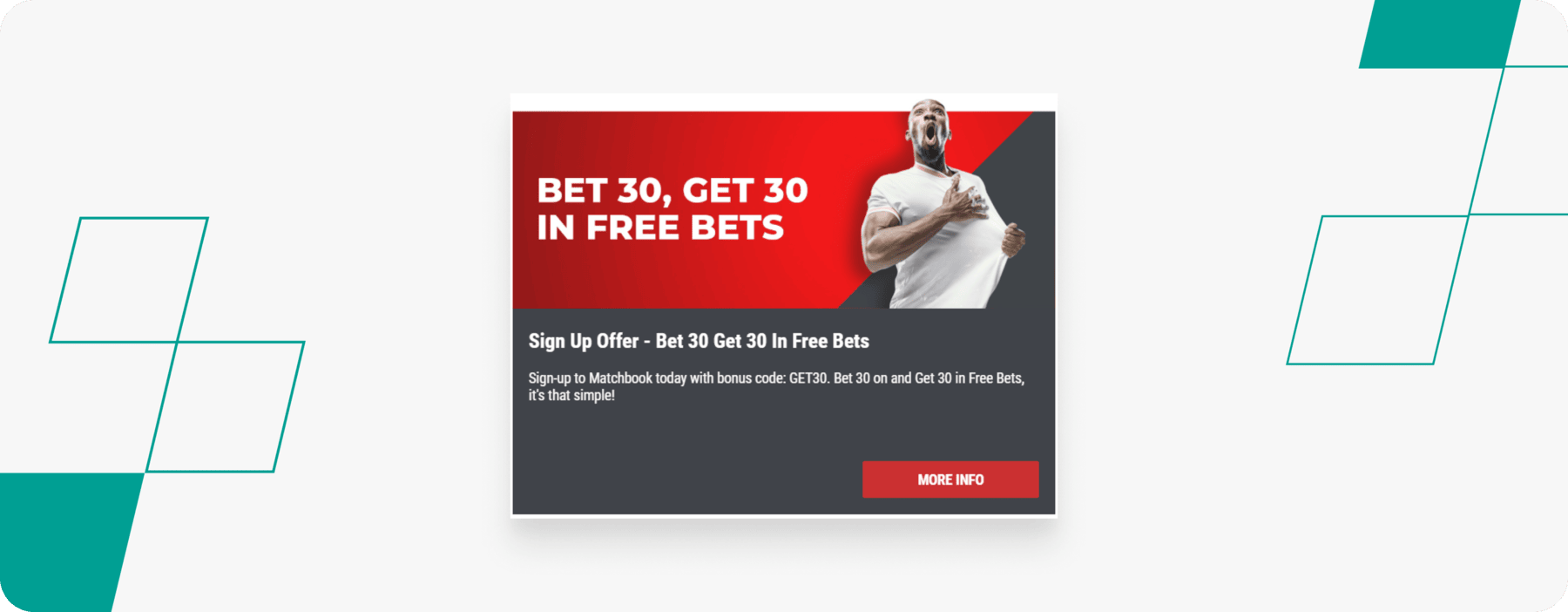 screenshot of matchbook's bet 30 get 30 welcome offer