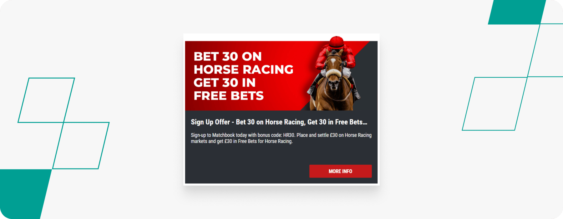 screenshot of matchbook's horse racing welcome offer