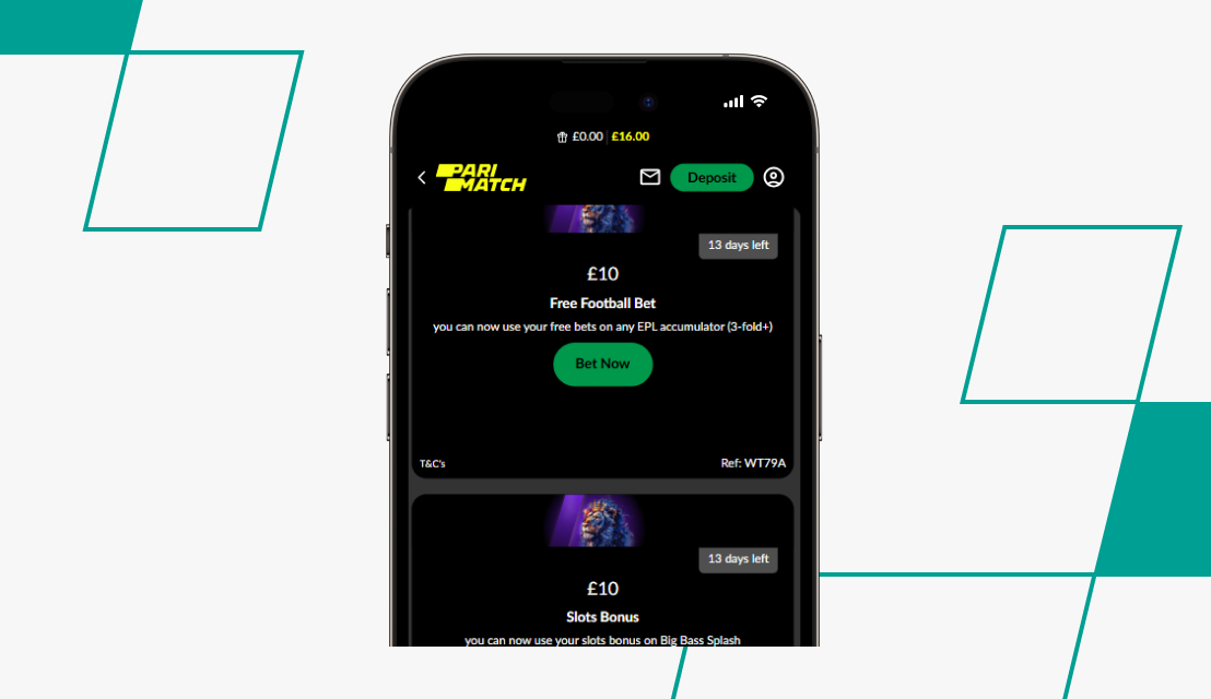 screenshot of parimatch claimed bonuses