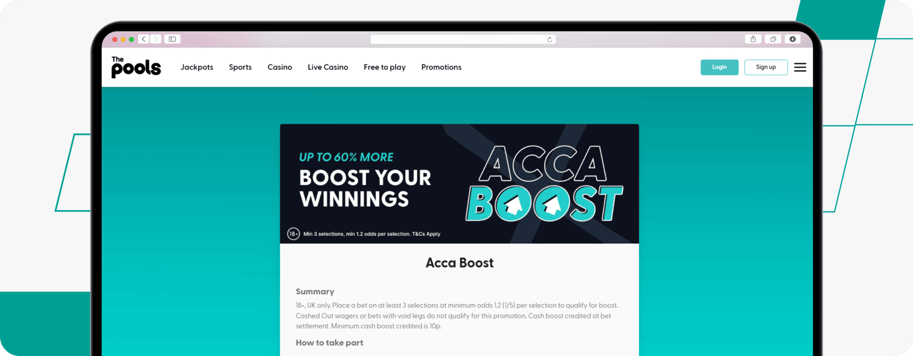 screenshot of the pools acca boost offer
