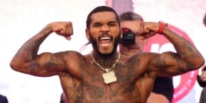 Conor Benn at a weigh in ahead of Celebrity SAS appearance
