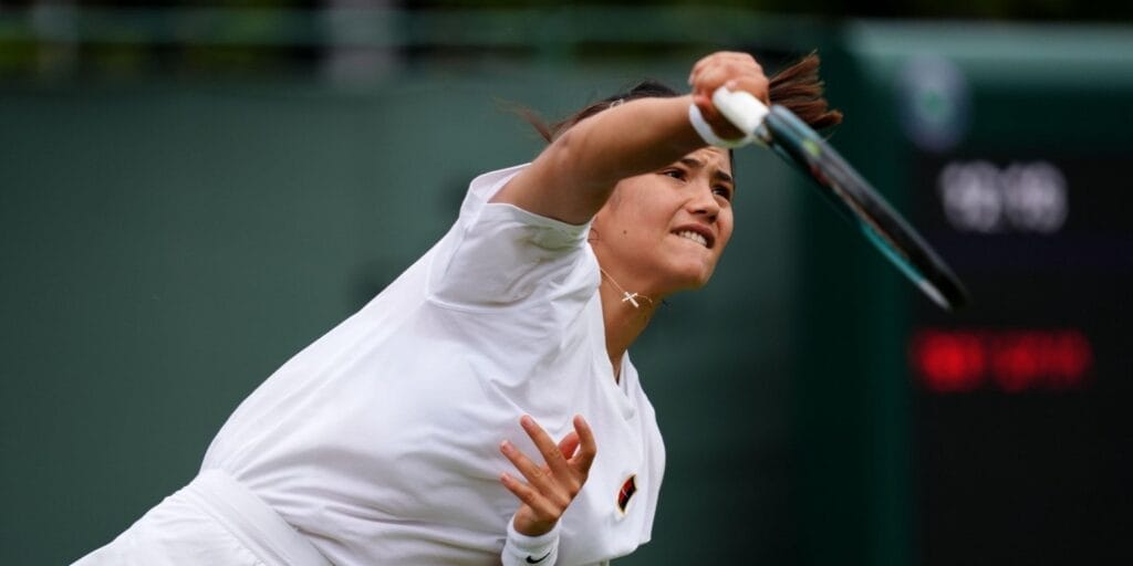 Emma Raducanu in a practice session at Wimbledon 2025