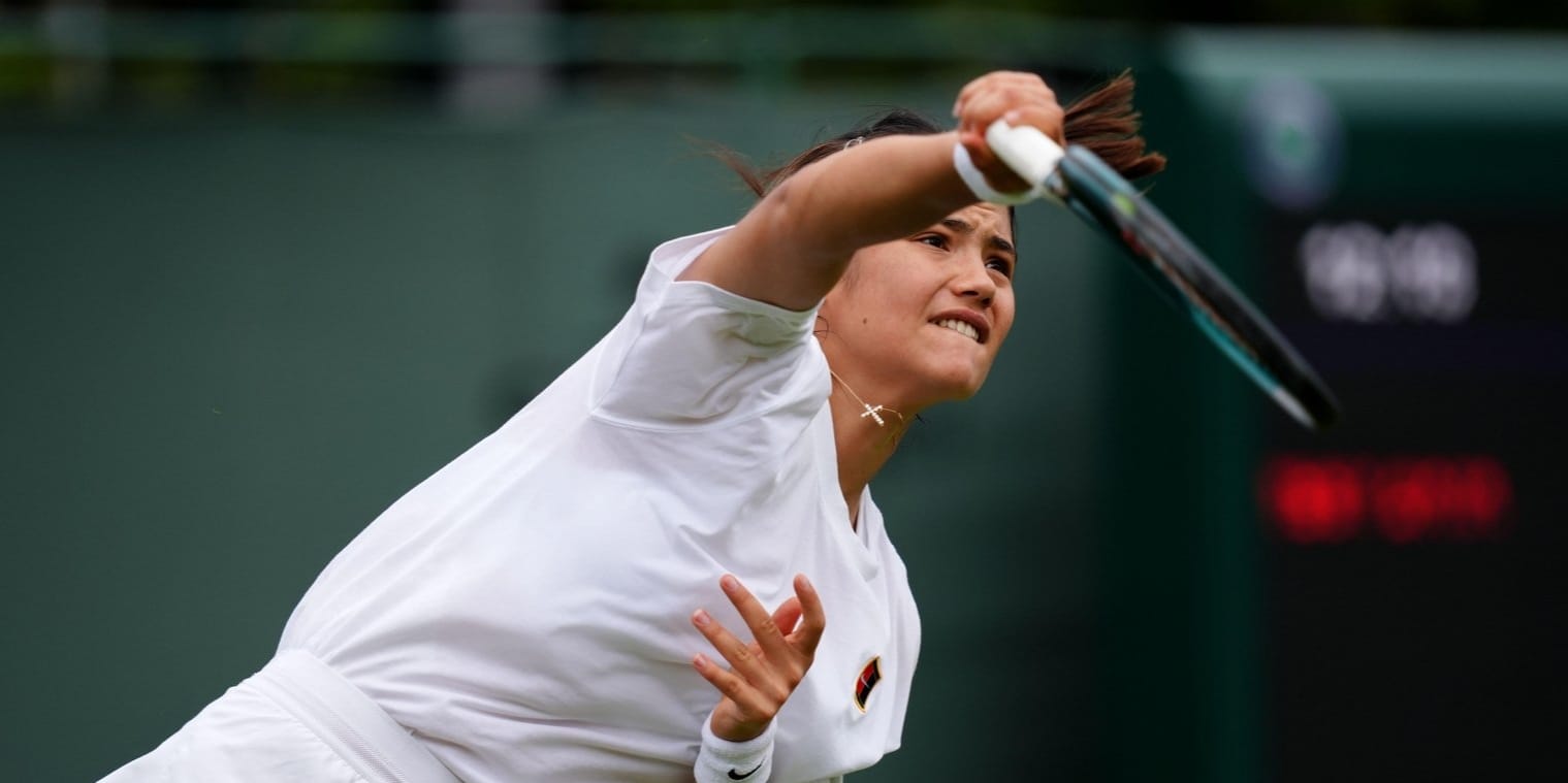 Emma Raducanu in a practice session at Wimbledon 2025