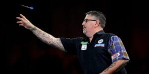 Gary Anderson Throws A Dart During His Match Against Jeffrey de Graaf On Day Eight Of The Paddy Power World Darts Championship, December 22nd, 2024.