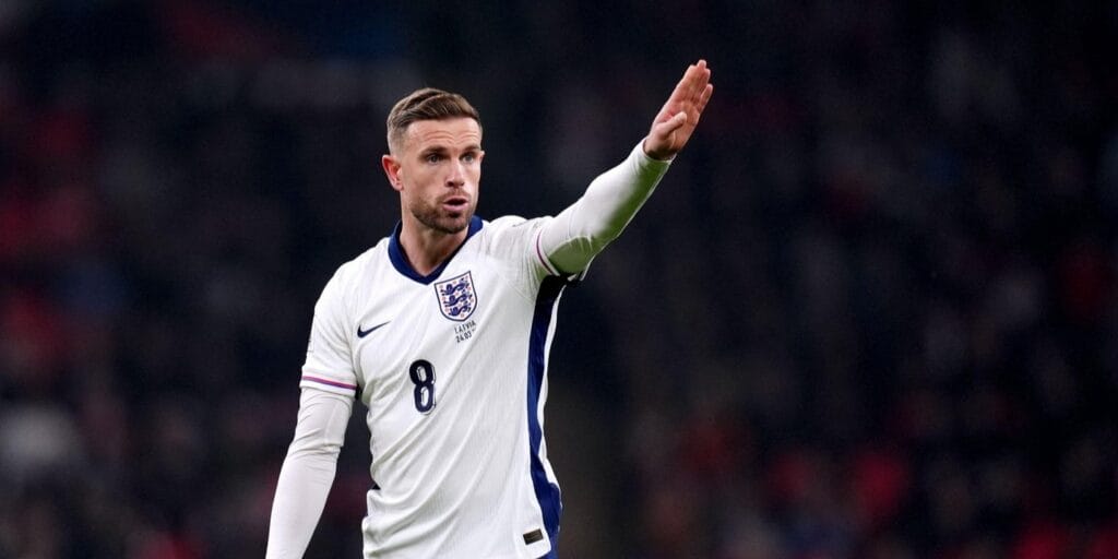 Jordan Henderson in action for England