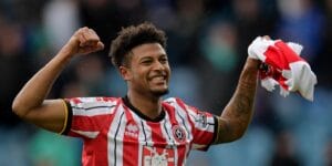 Rhian Brewster celebrates after a 1-0 victory over Sheffield Wednesday.