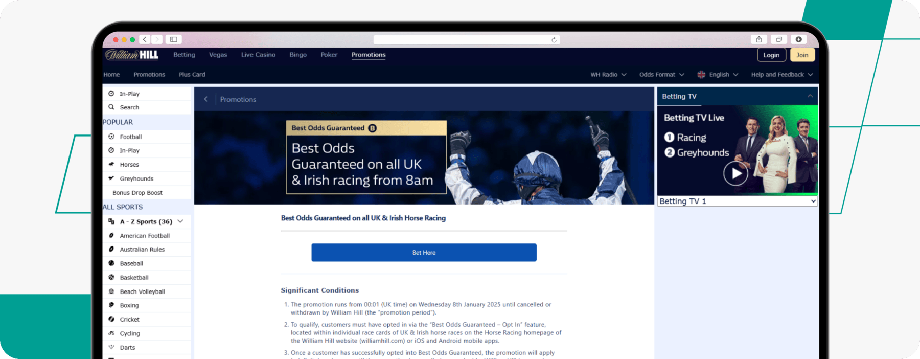 Best Odds guaranteed William Hill Horse Racing promotion