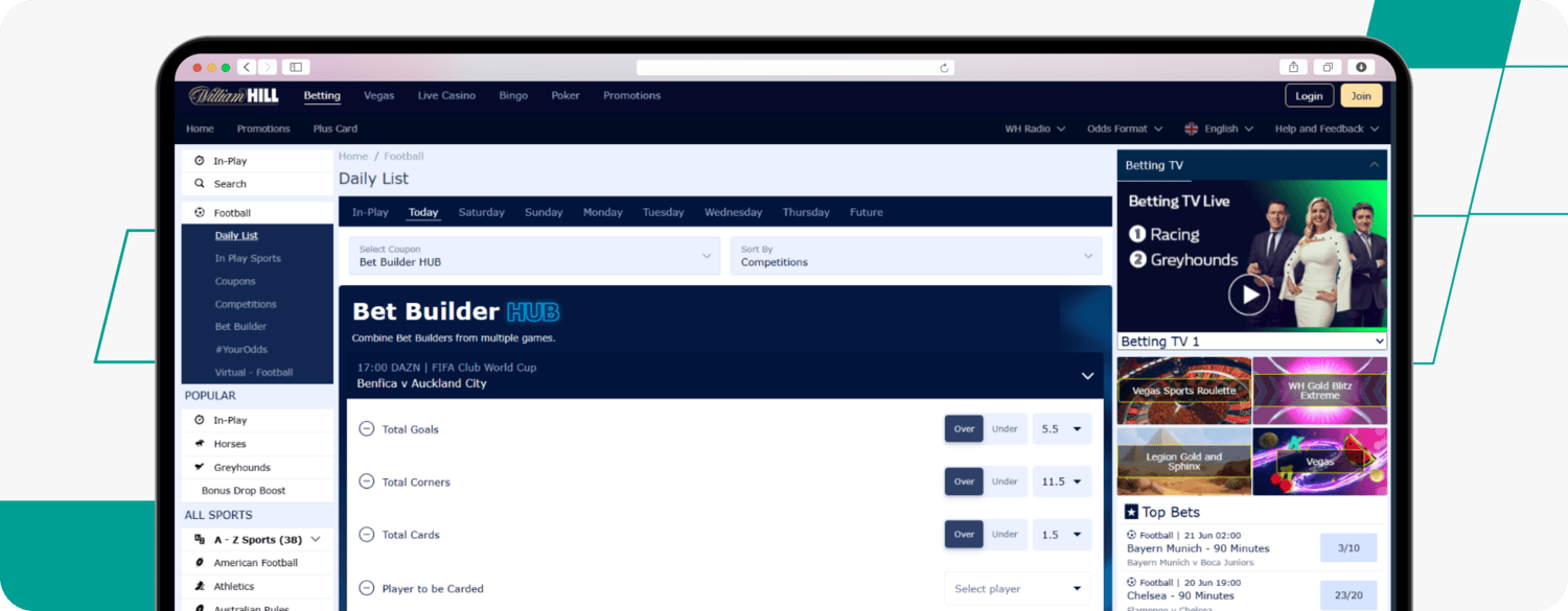William Hill Bet builder promotion